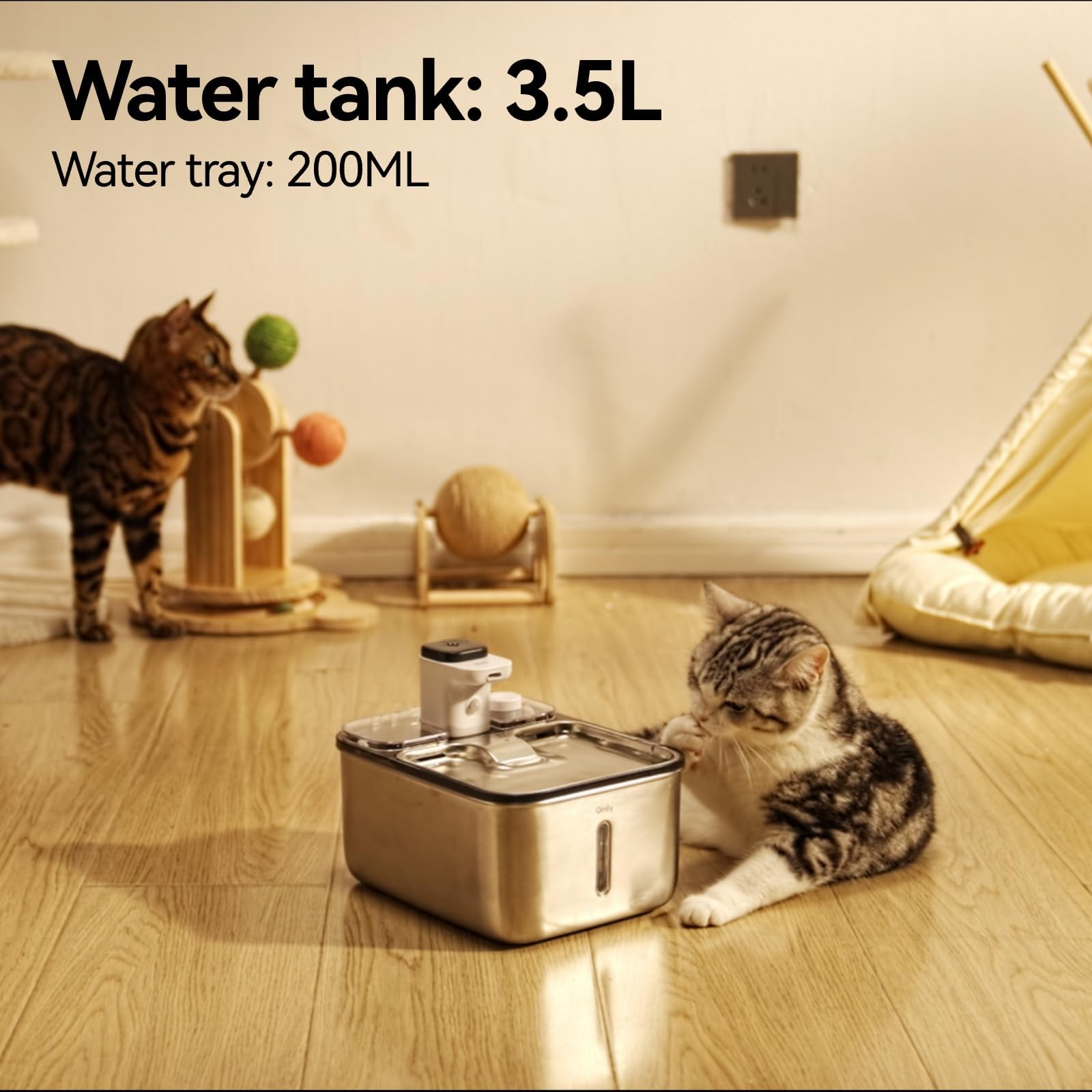 Qinliy stainless steel tank capacity indicator highlights 3.5L capacity.