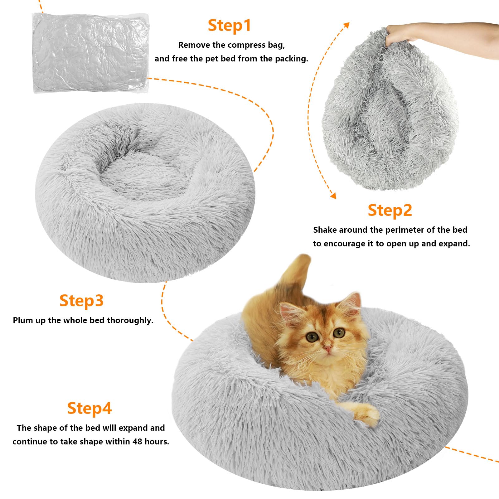 Qinxuepet donut bed machine-washable fabric makes cleanup quick after playtime.