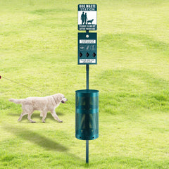 Qinyoung dog waste station front view highlights rust-proof durability for outdoor spaces.