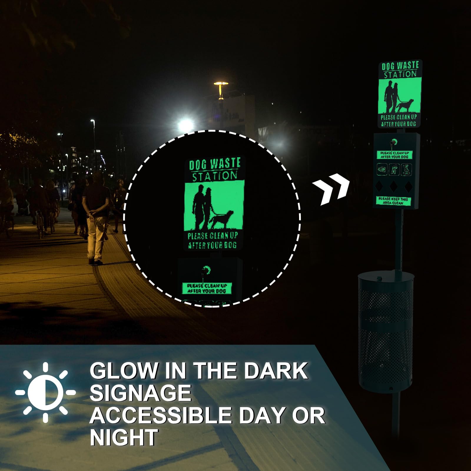 Qinyoung dog waste station installed in backyard demonstrates tidy, low-maintenance solution.