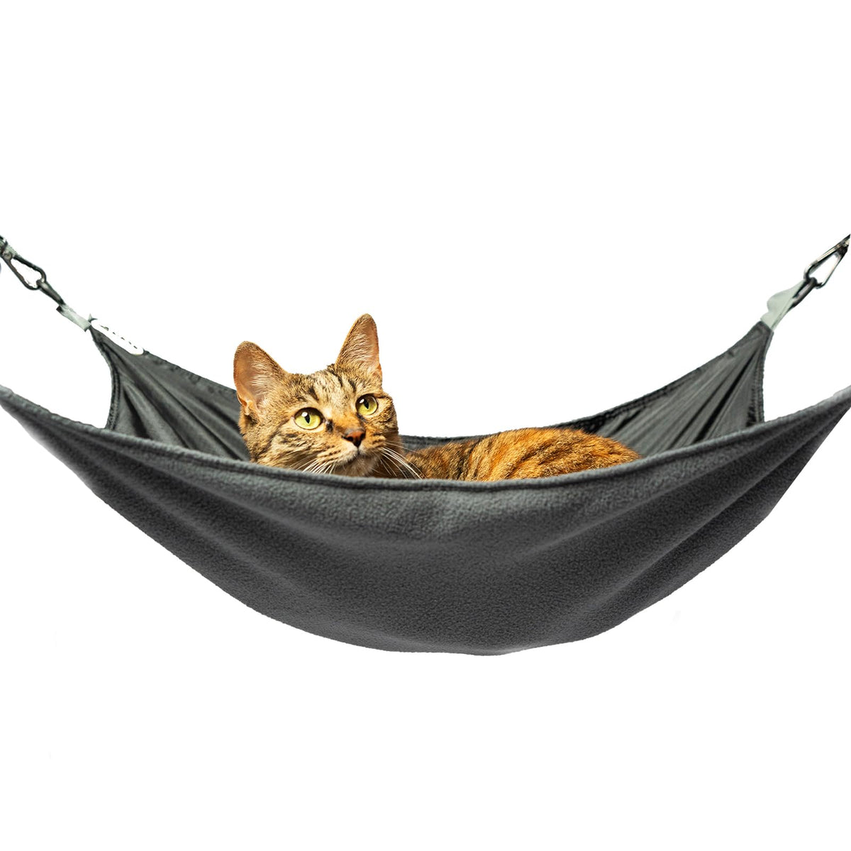 QIPAN cat hammock in cage with washable dual-side mat for year-round comfort.