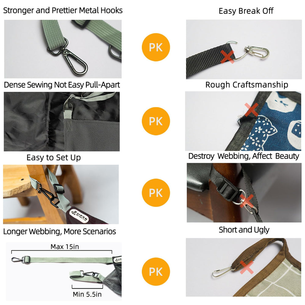 QIPAN cat hammock uses durable non-toxic materials and rugged stitching.