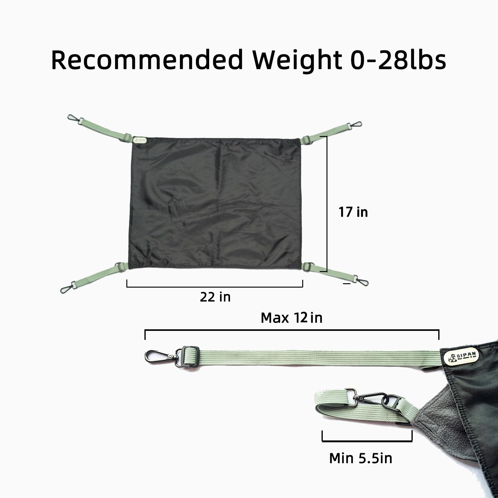 QIPAN cat hammock large 22x17 inch size fits cats and small pets.