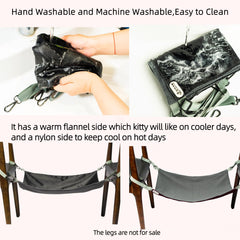 QIPAN cat hammock features soft fluffy reverse for added warmth.