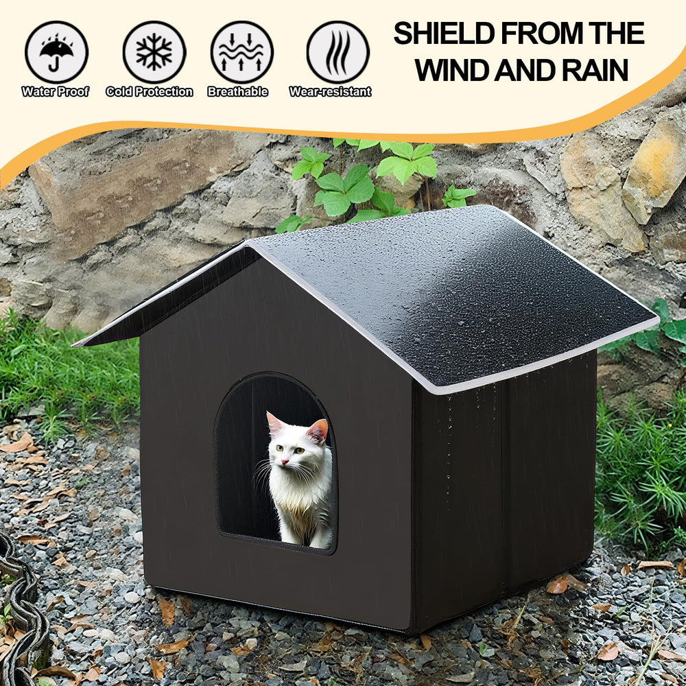 QIPUVOFY outdoor pet shelter side view emphasizes portable design for easy transport.