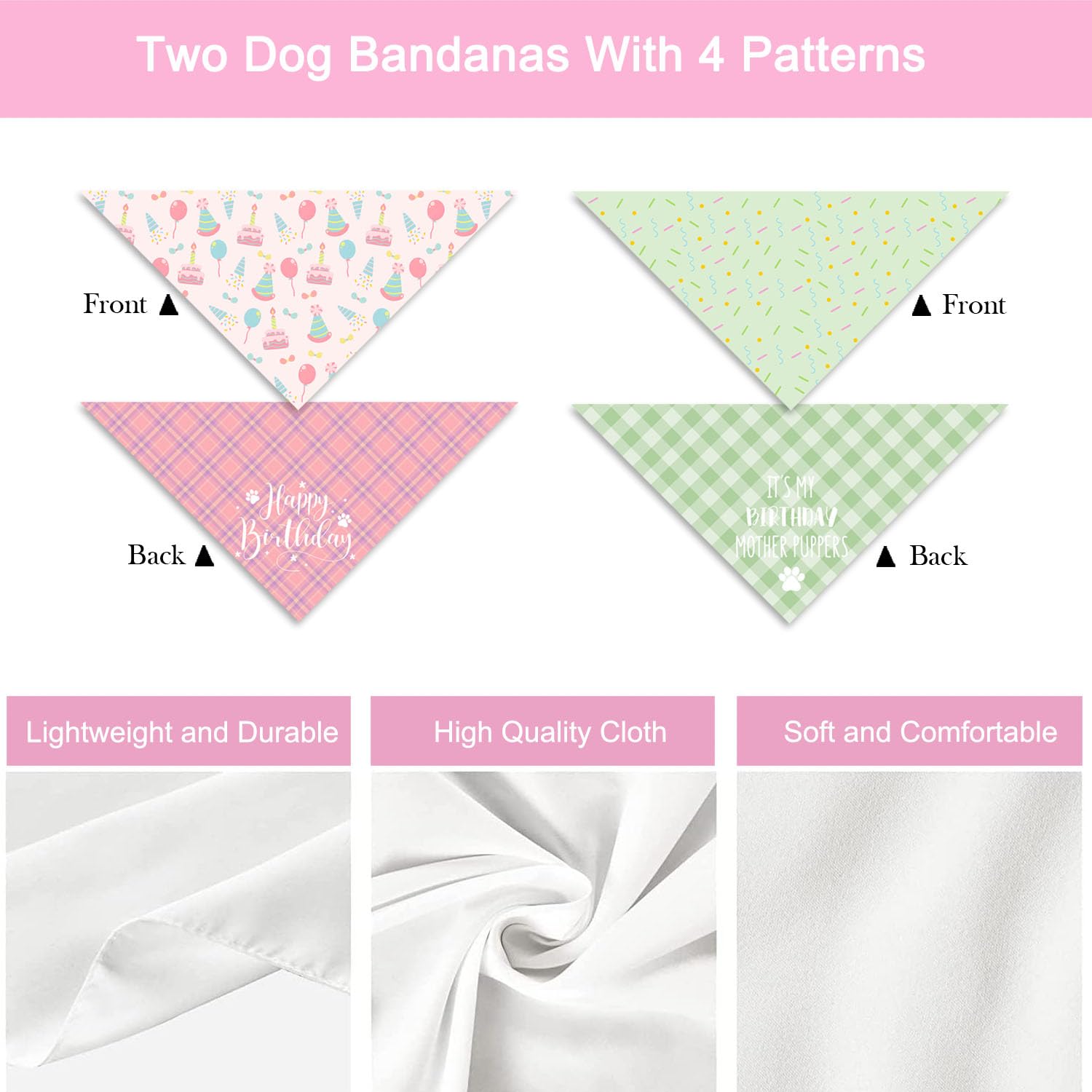 QIRUIMI adjustable triangle-fit bandana on a dog.
