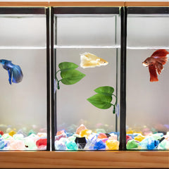 Qivorimith Beta Fish Leaf Hammock hiding angle shows a cozy shelter for shy Bettas.
