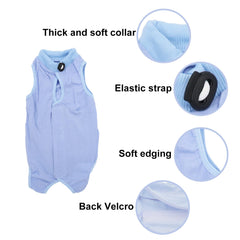 Qiyadin cat recovery suit buckle collar close-up showing secure collar and easy wear.