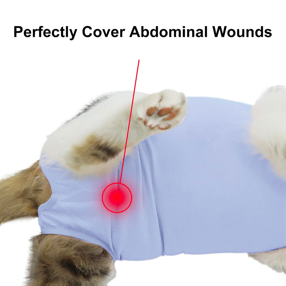 Qiyadin cat recovery suit easy-wear steps image showing quick fitting.