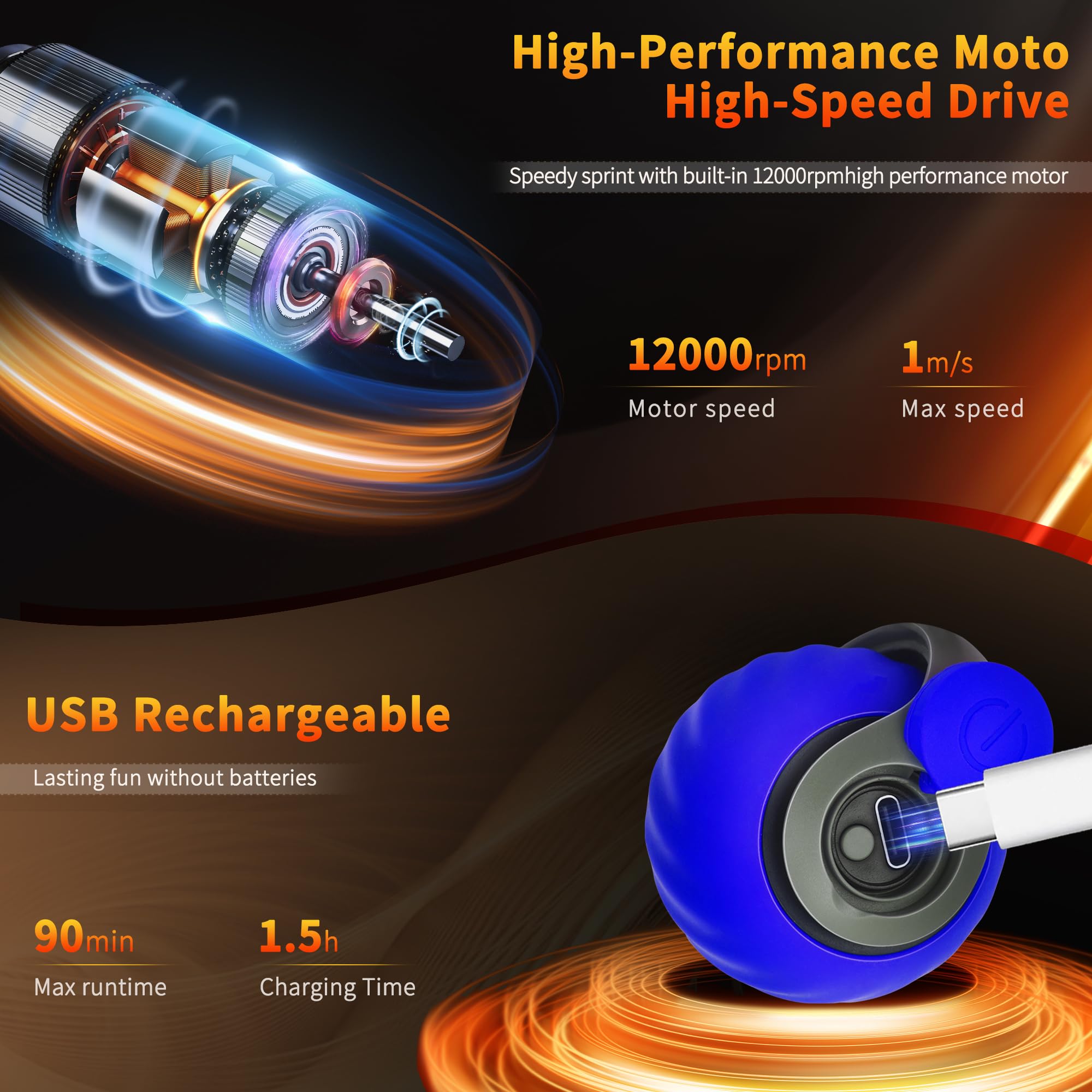 QKOQKO blue rechargeable toy reduces waste with USB charging.