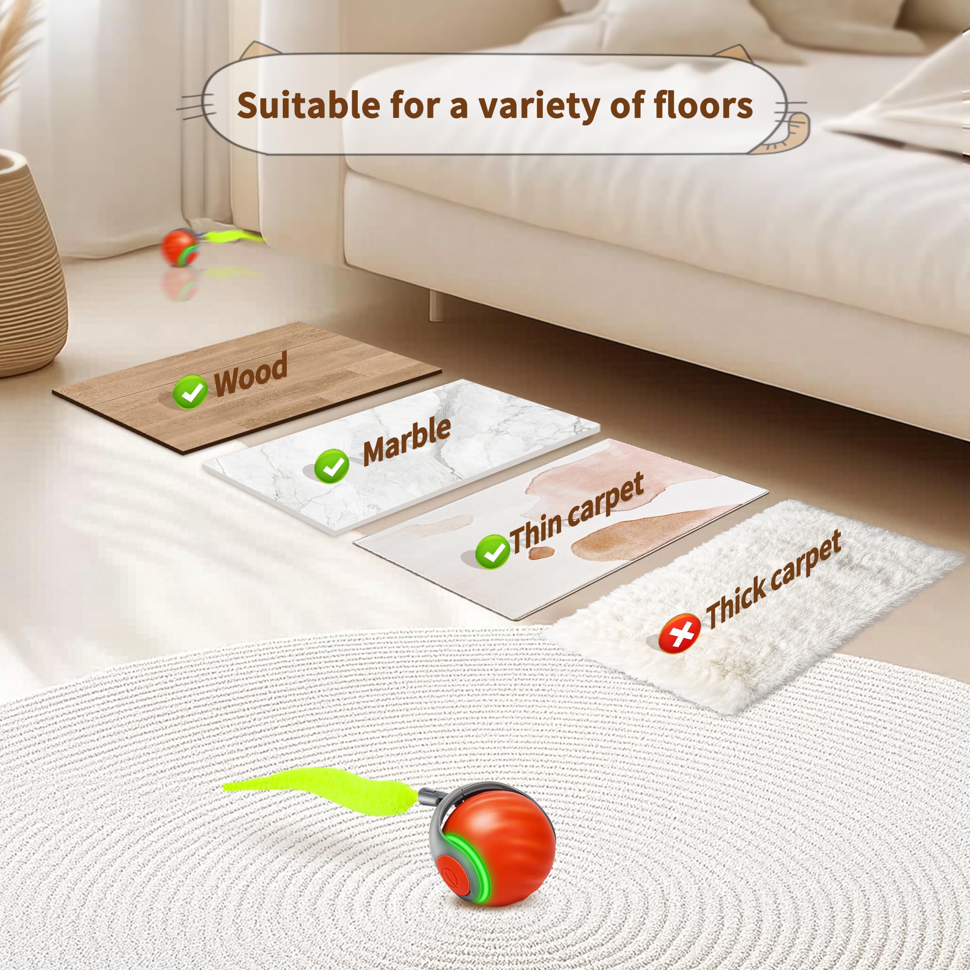 QKOQKO Orange color design cat toy enhances stylish indoor playtime