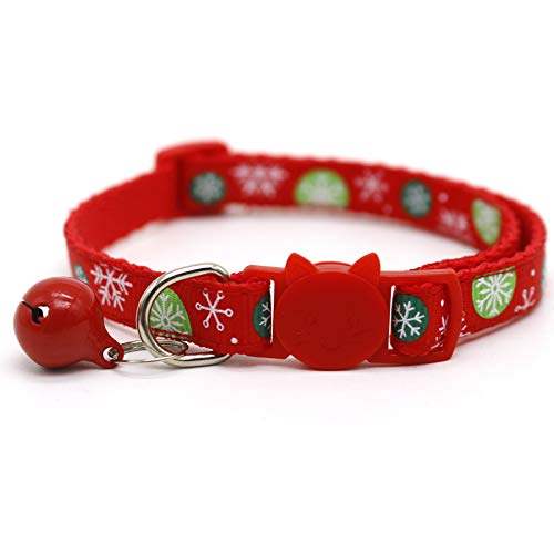 QKURT 3-pack blue snowflake Xmas collar with adjustable neck for small pets.