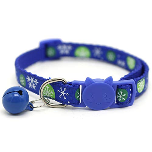 QKURT dog-cat collar with snowflake pattern and safety buckle for everyday wear.
