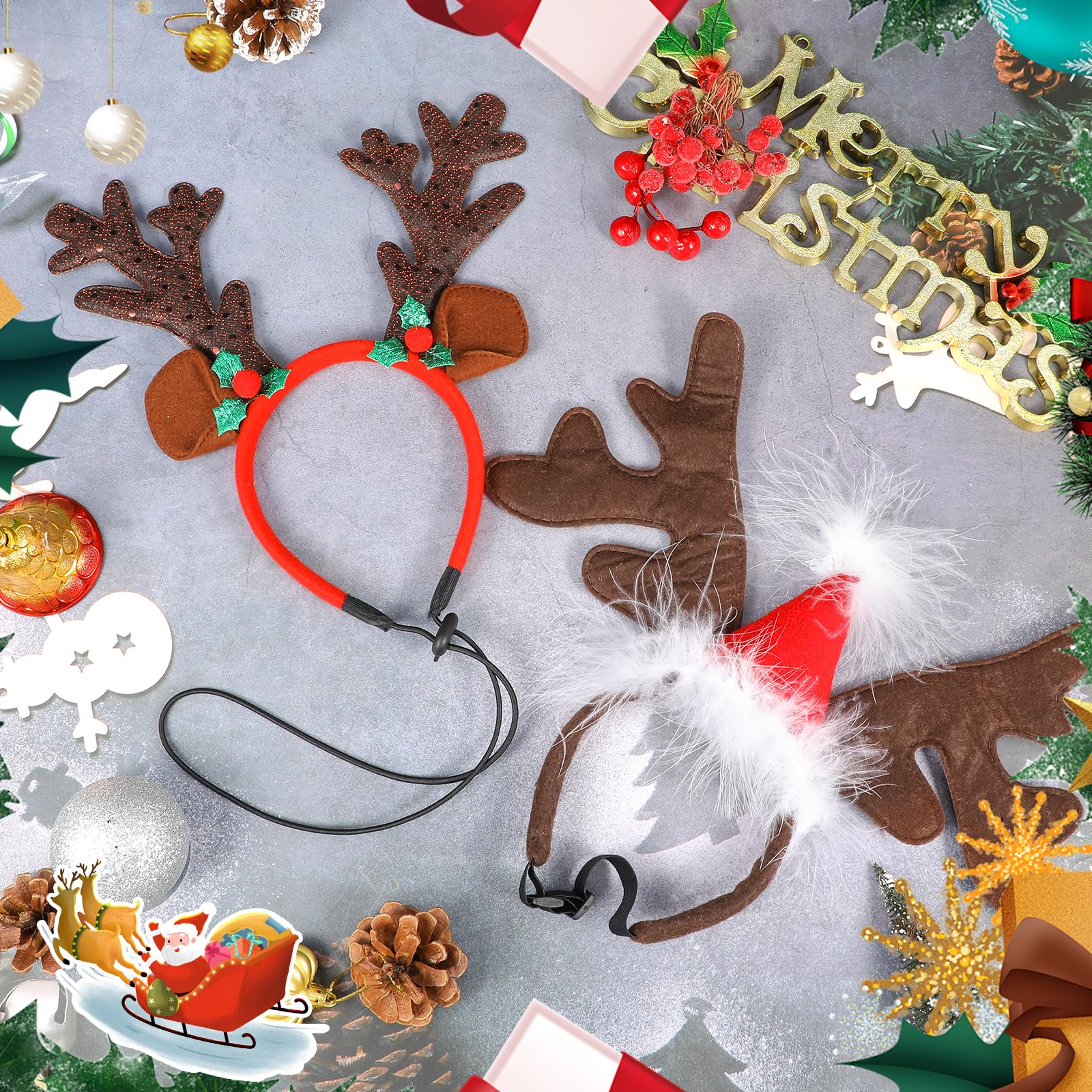 QKURT elk-ear headband with sequin antlers for a festive photo moment