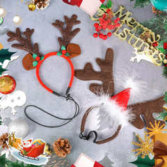QKURT elk-ear headband with sequin antlers for a festive photo moment