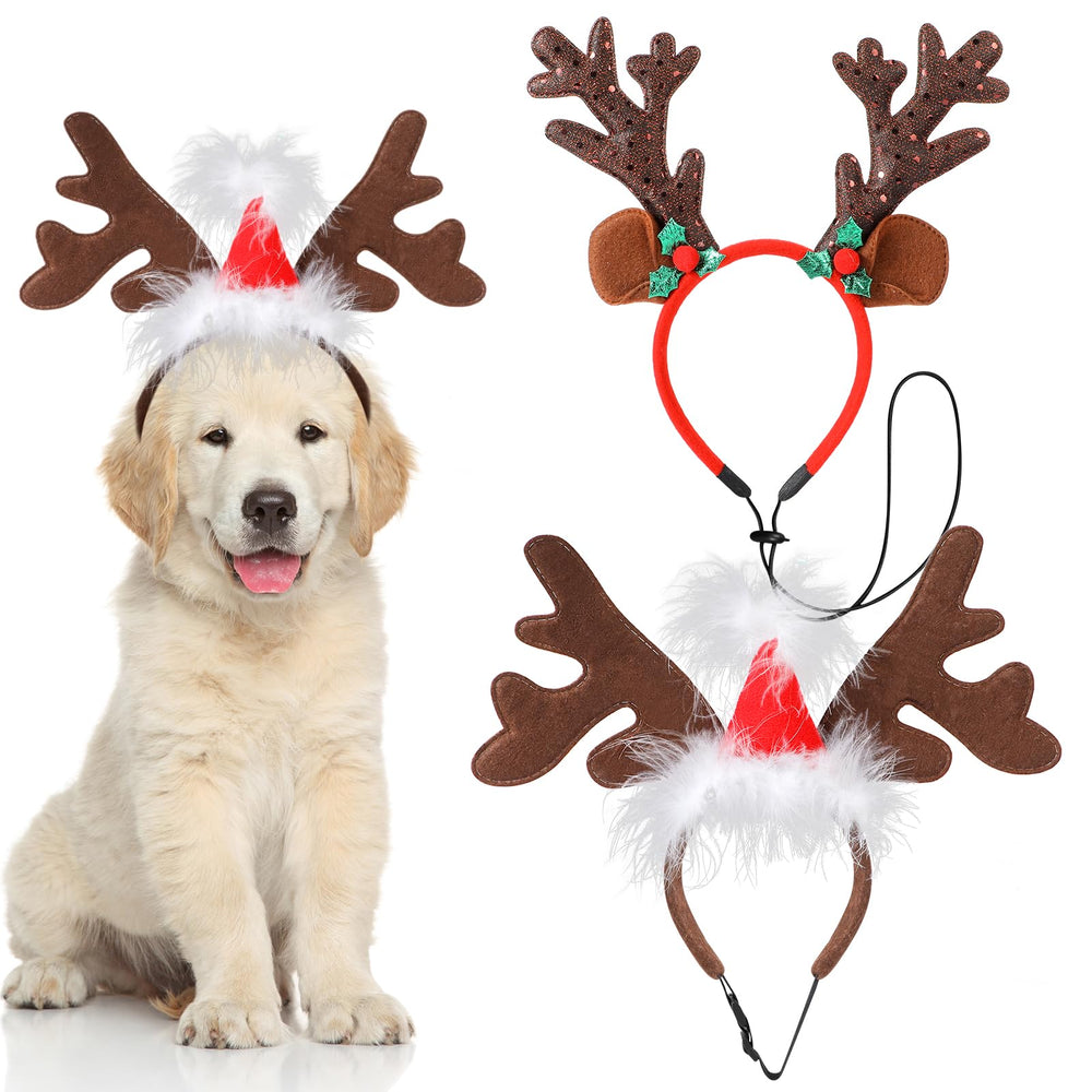 QKURT Santa hat headband for dogs with plush material and adjustable fit