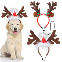 QKURT Santa hat headband for dogs with plush material and adjustable fit