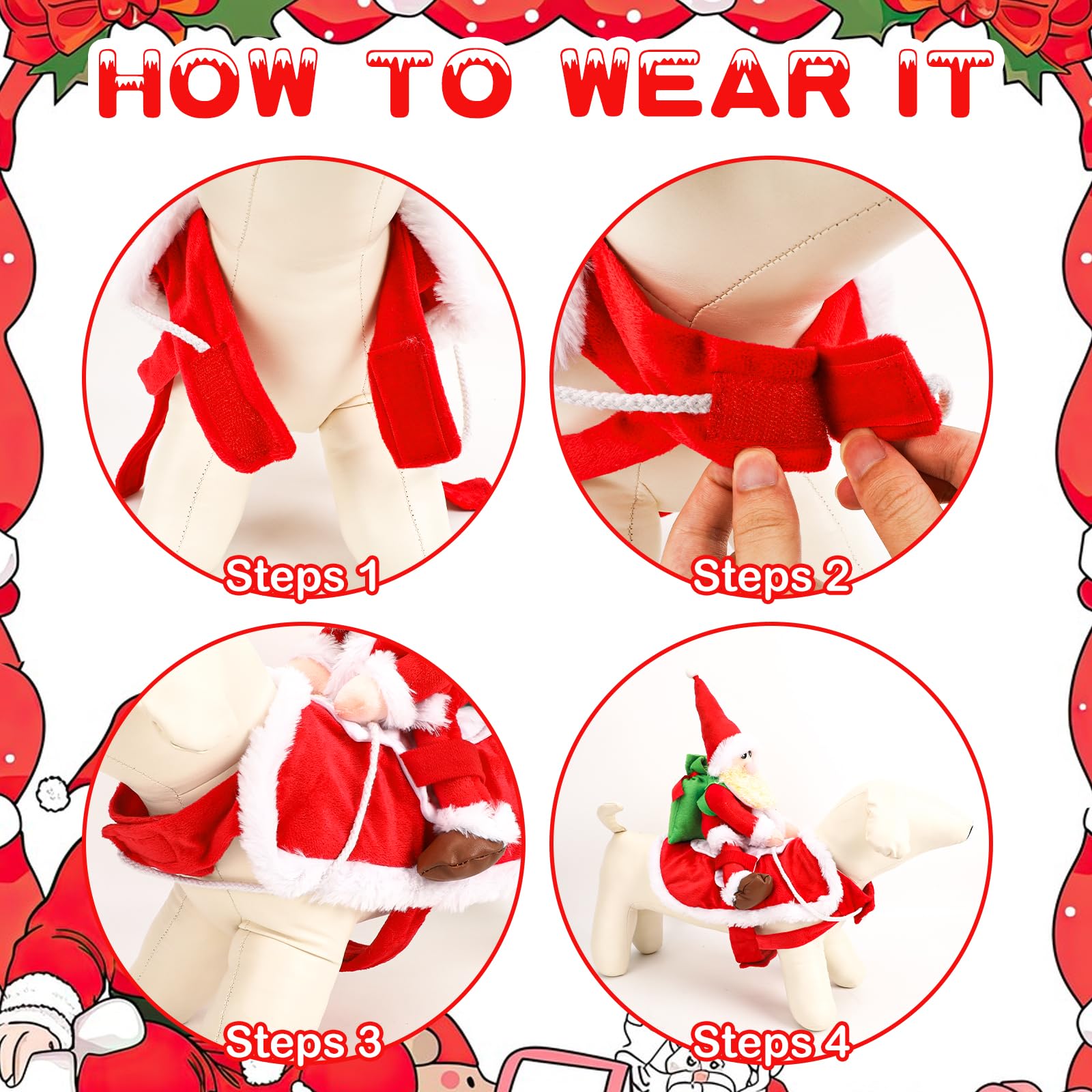 QKURT Santa Dog Costume saddle-design enables comfy wear during playful celebrations.