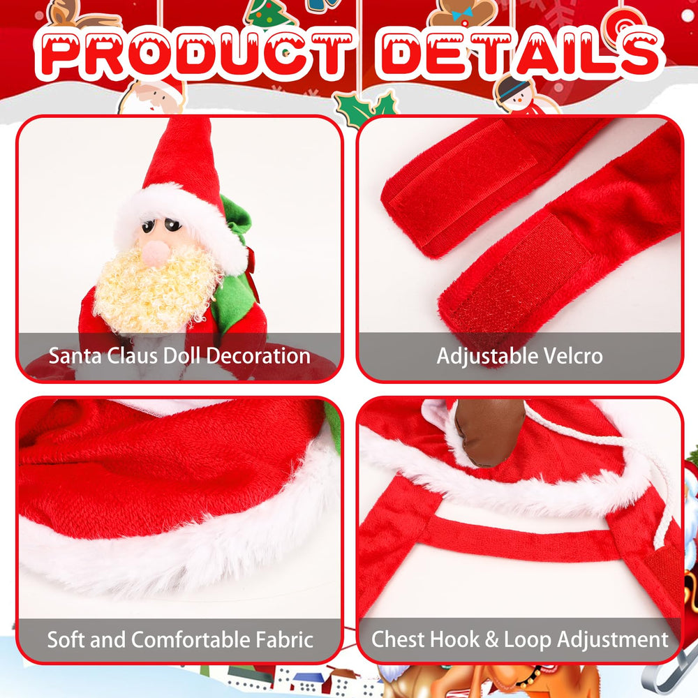 QKURT Santa Dog Costume velcro-closures show easy dressing and adjustable fit.