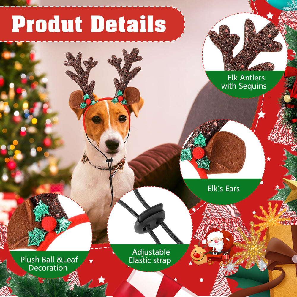 QKURT Santa hat headband on a small dog for adorable holiday flair