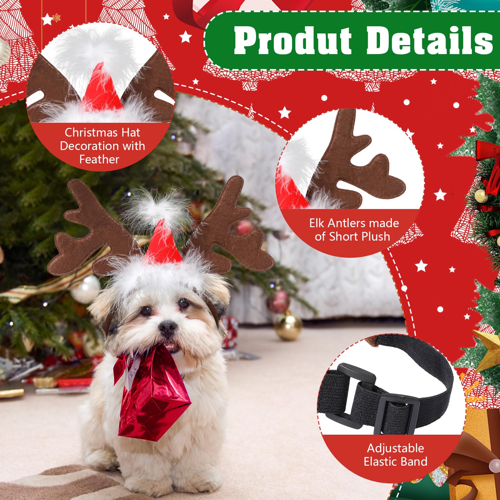 QKURT two-pack dog headbands offer versatile holiday styling options