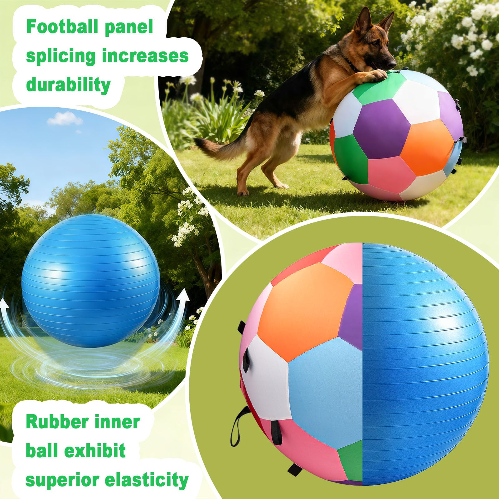 Qlfyuu Herding Ball color-visibility features bright colors for quick target and play.
