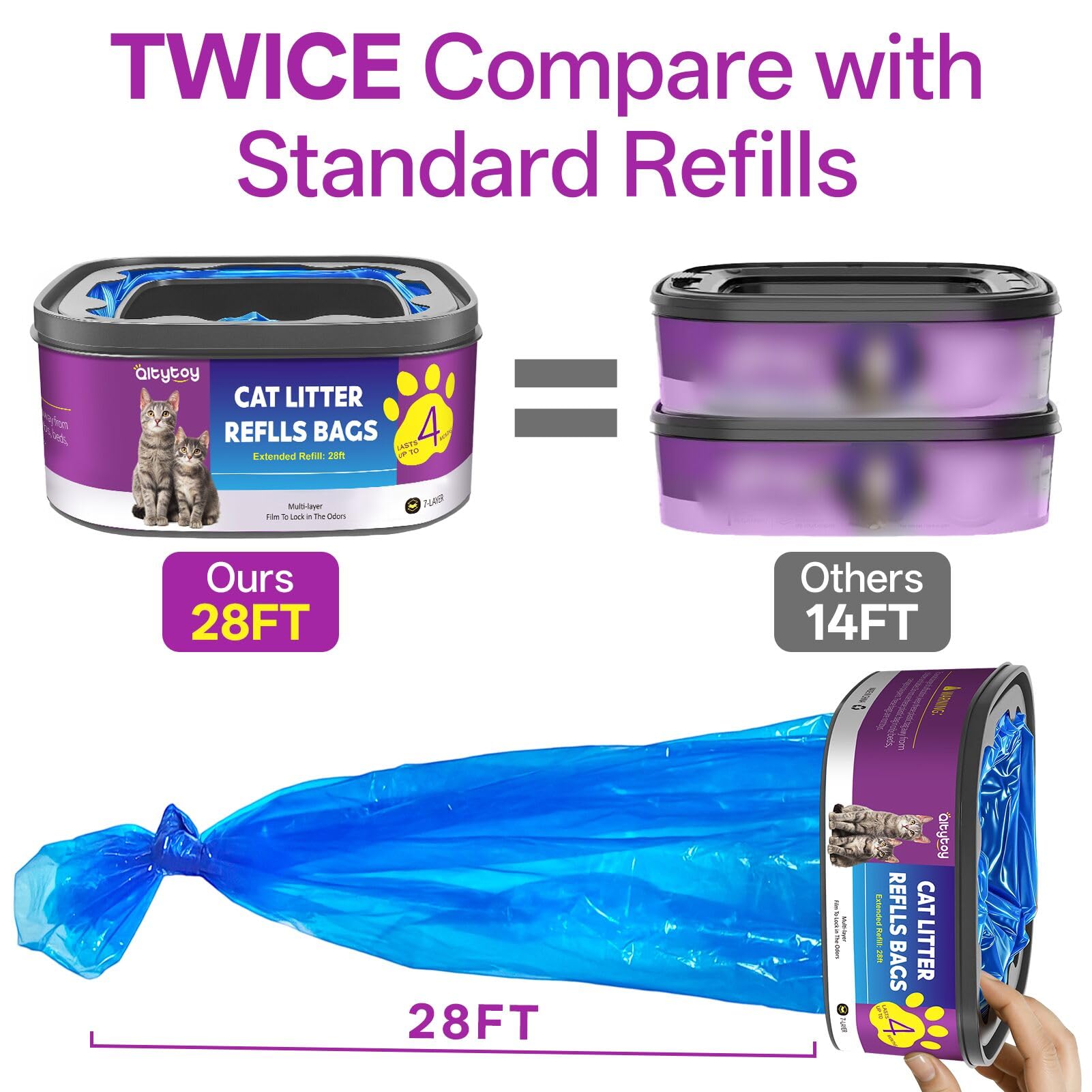 Qltytoy cat litter refill bags for Litter Genie Plus offering extended use