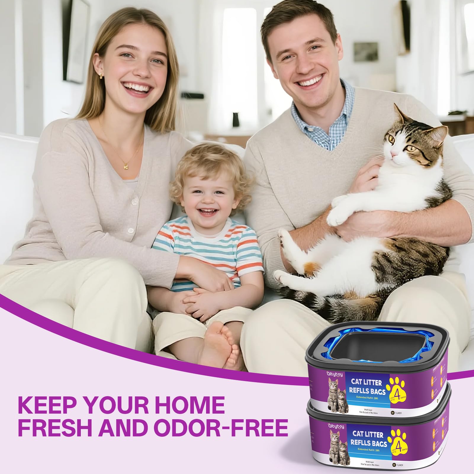 Qltytoy cat litter refill bags with fresh lavender scent for a calmer room