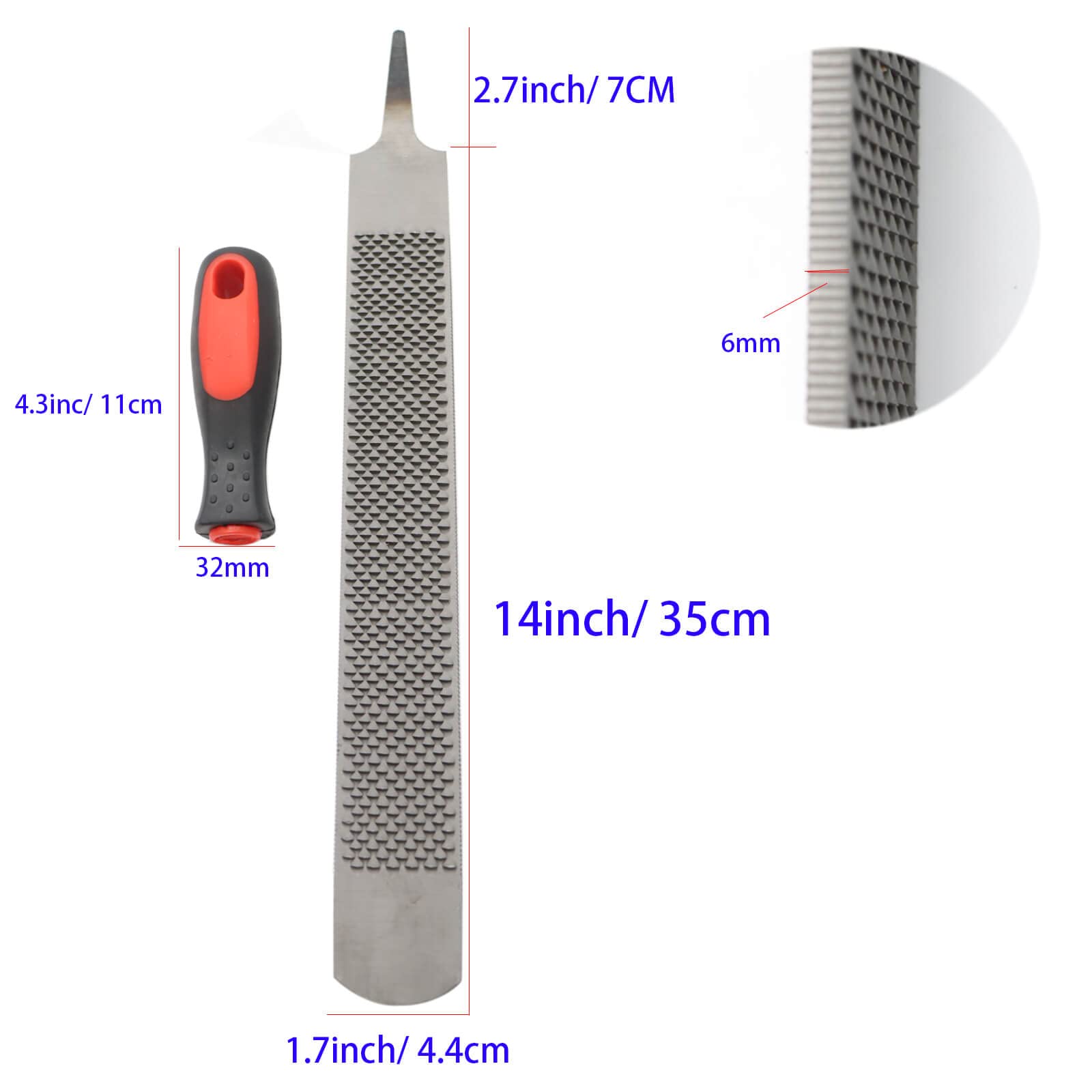 Qlvily hoof rasp double-sided design enables quick switching between tooth sizes.