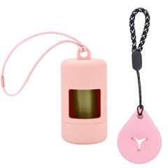 QMEAKMONY dog poop bag holder attached to leash for easy pickup on walks during daily strolls.