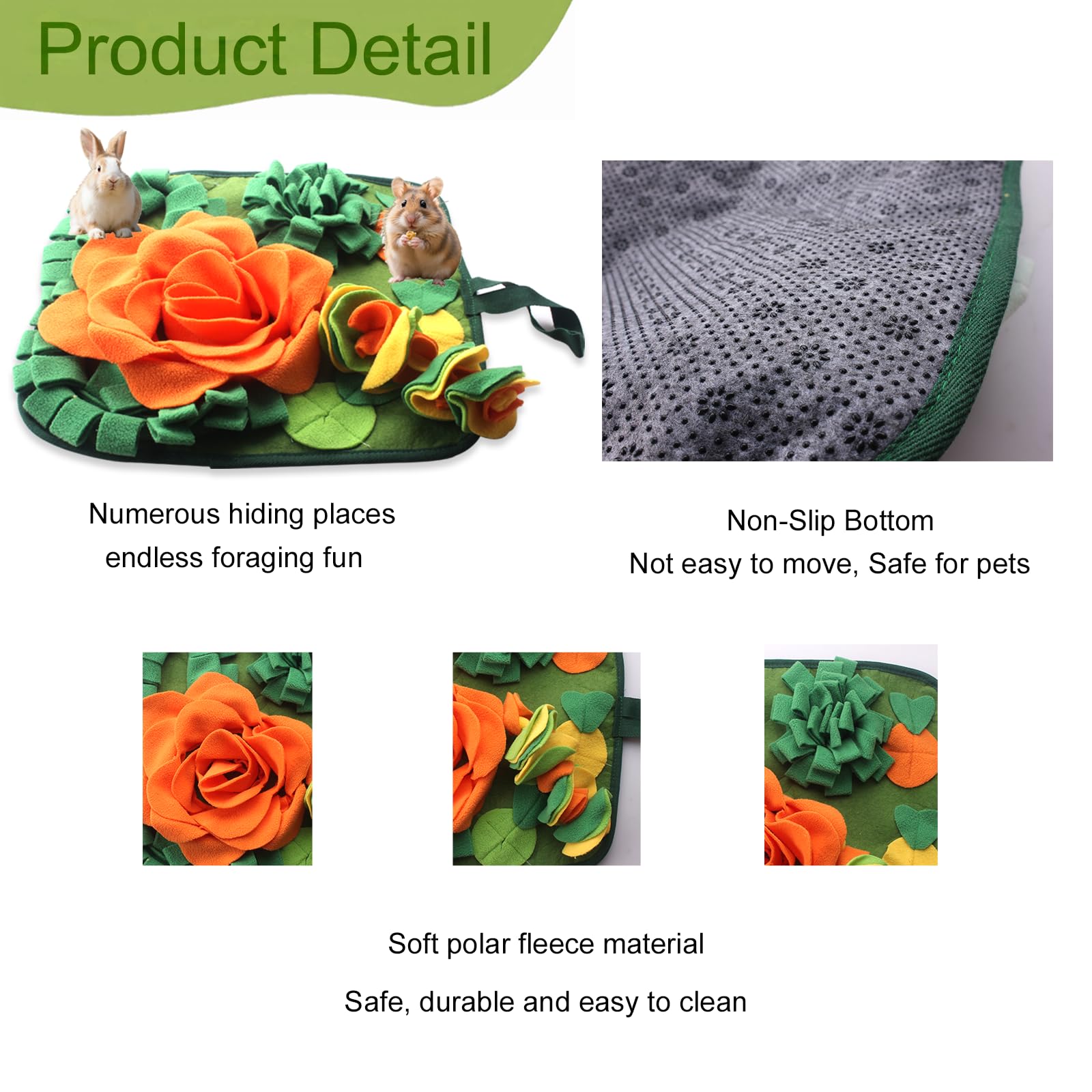 QMoveltyF Snuffle Mat non-slip base helps prevent spills during lively foraging