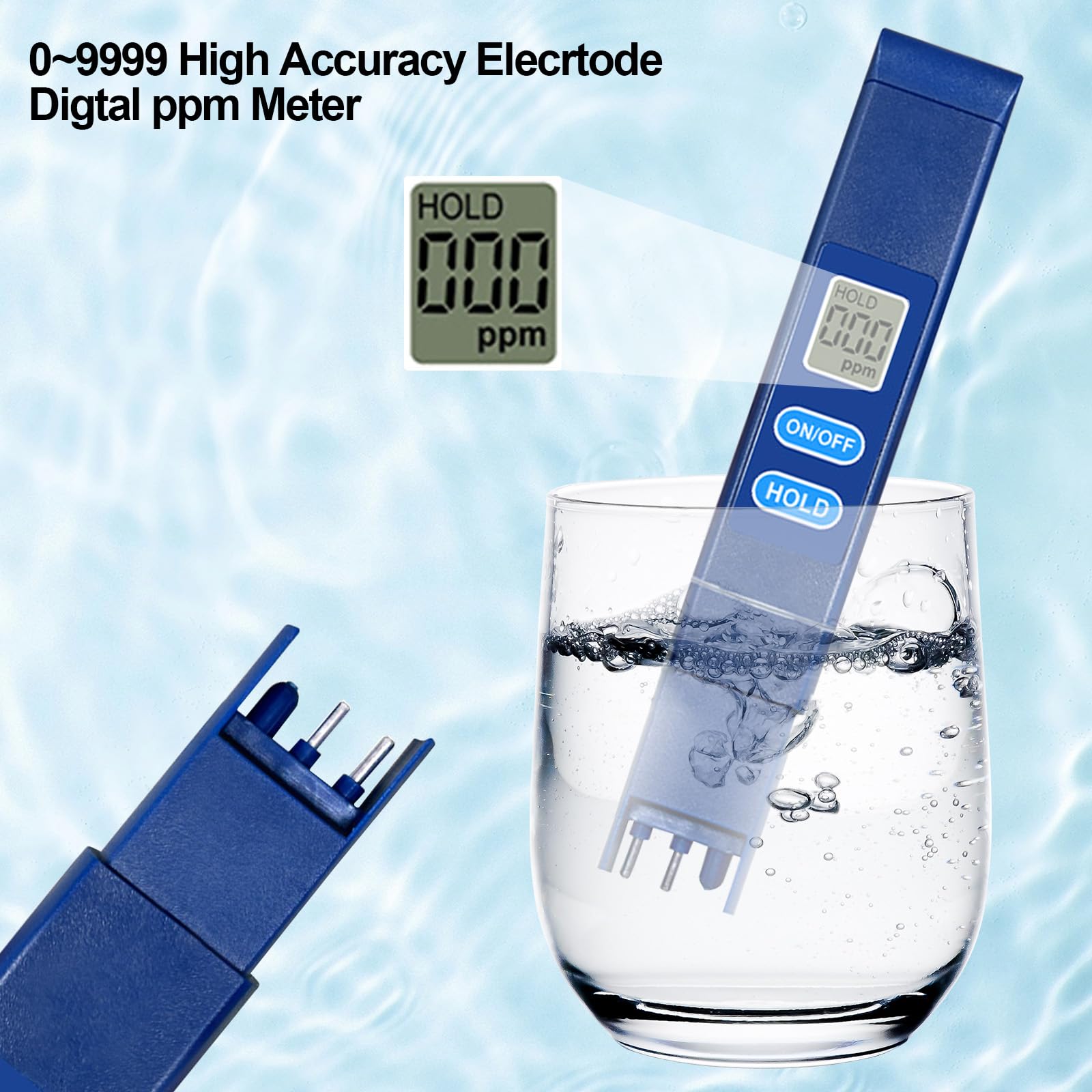 QNCIGER TDS Meter lock function image illustrating one-button viewing convenience.