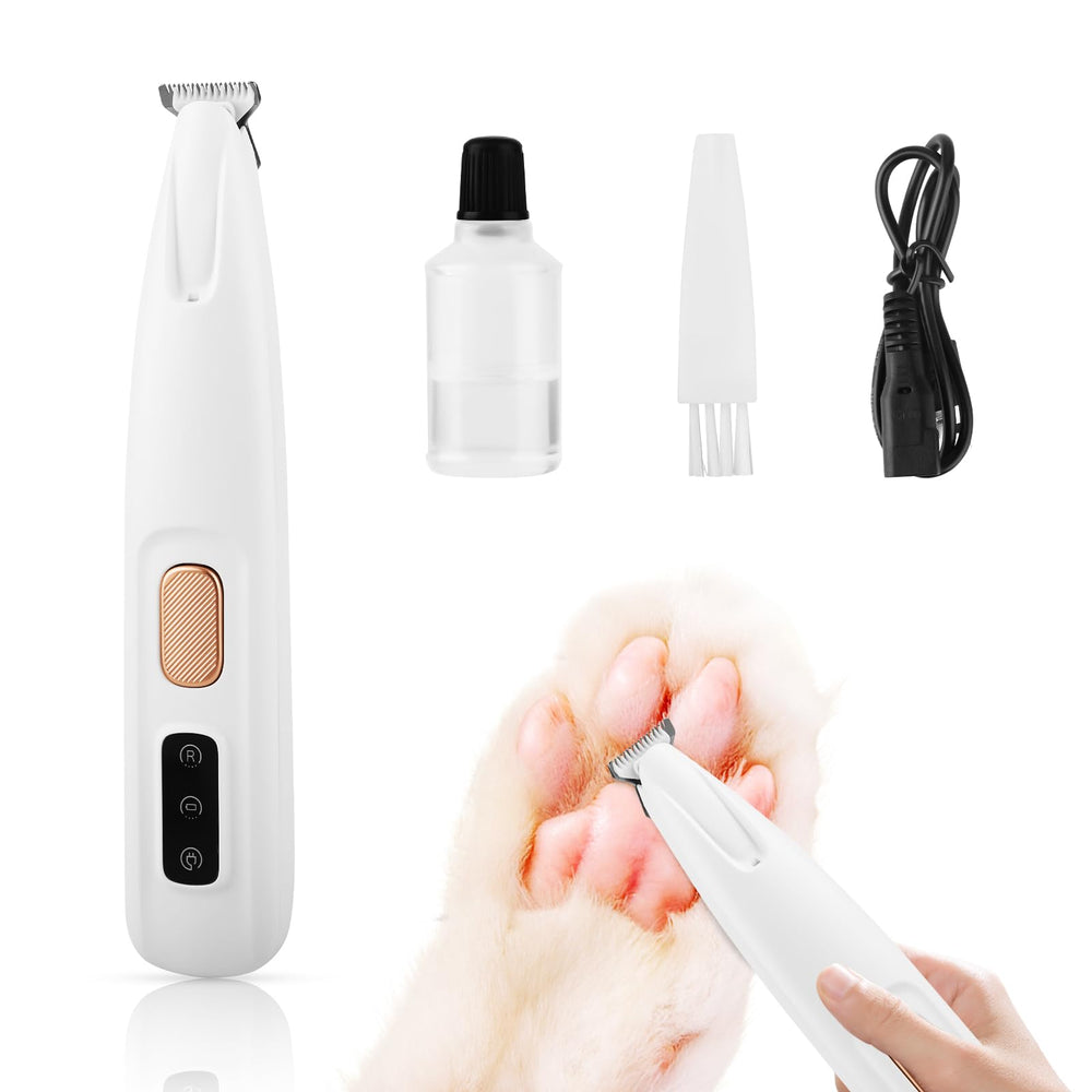 QNHMPW upgraded electric dog paw trimmer front view enables safe, precise paw grooming