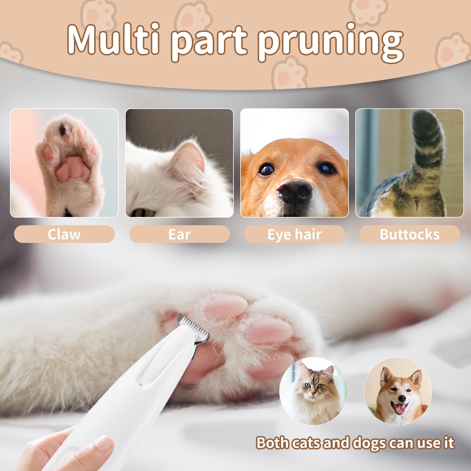 QNHMPW paw trimmer with LED light on for accurate trimming in low light