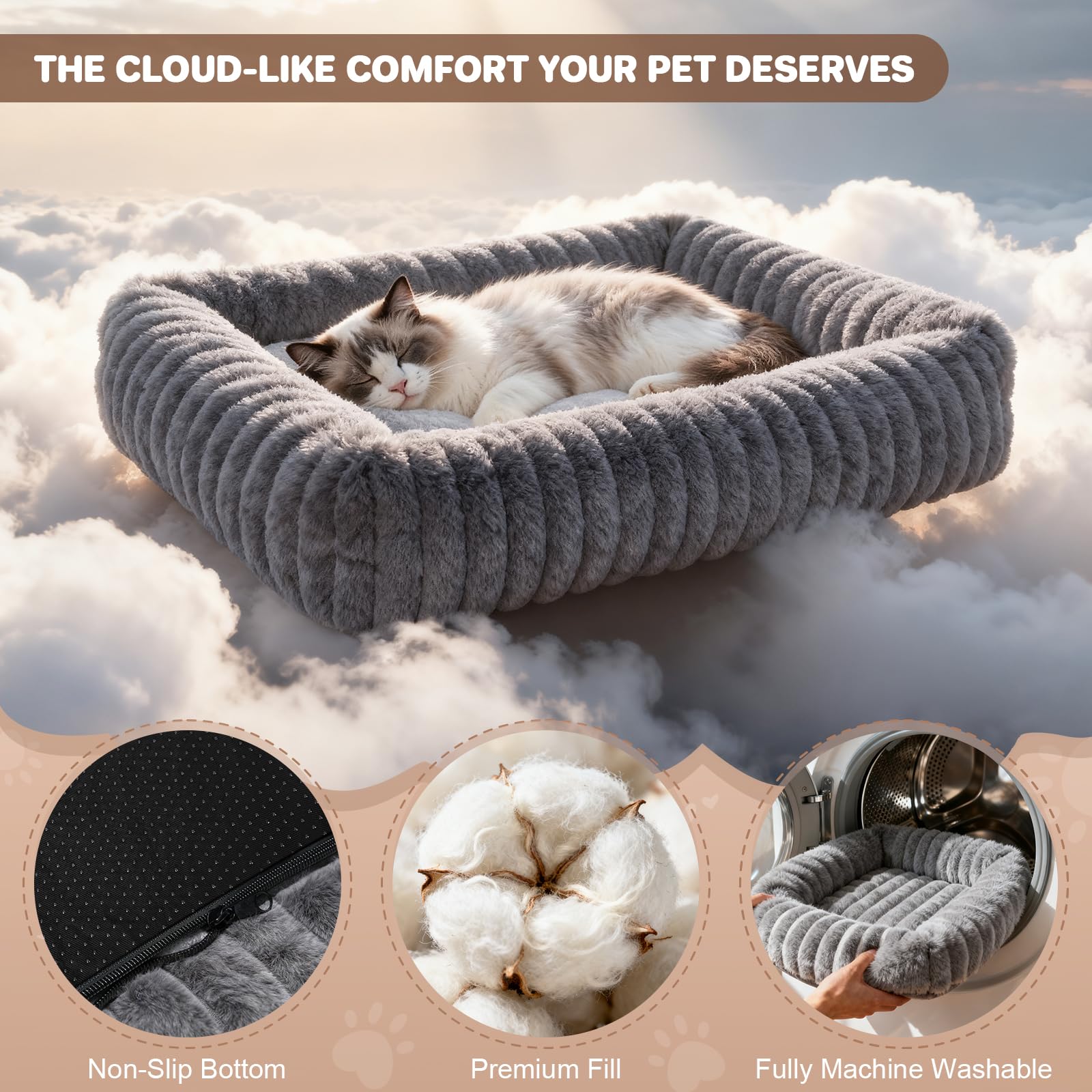 QOKO self-warming cat bed non-slip bottom keeps bed stable on floors