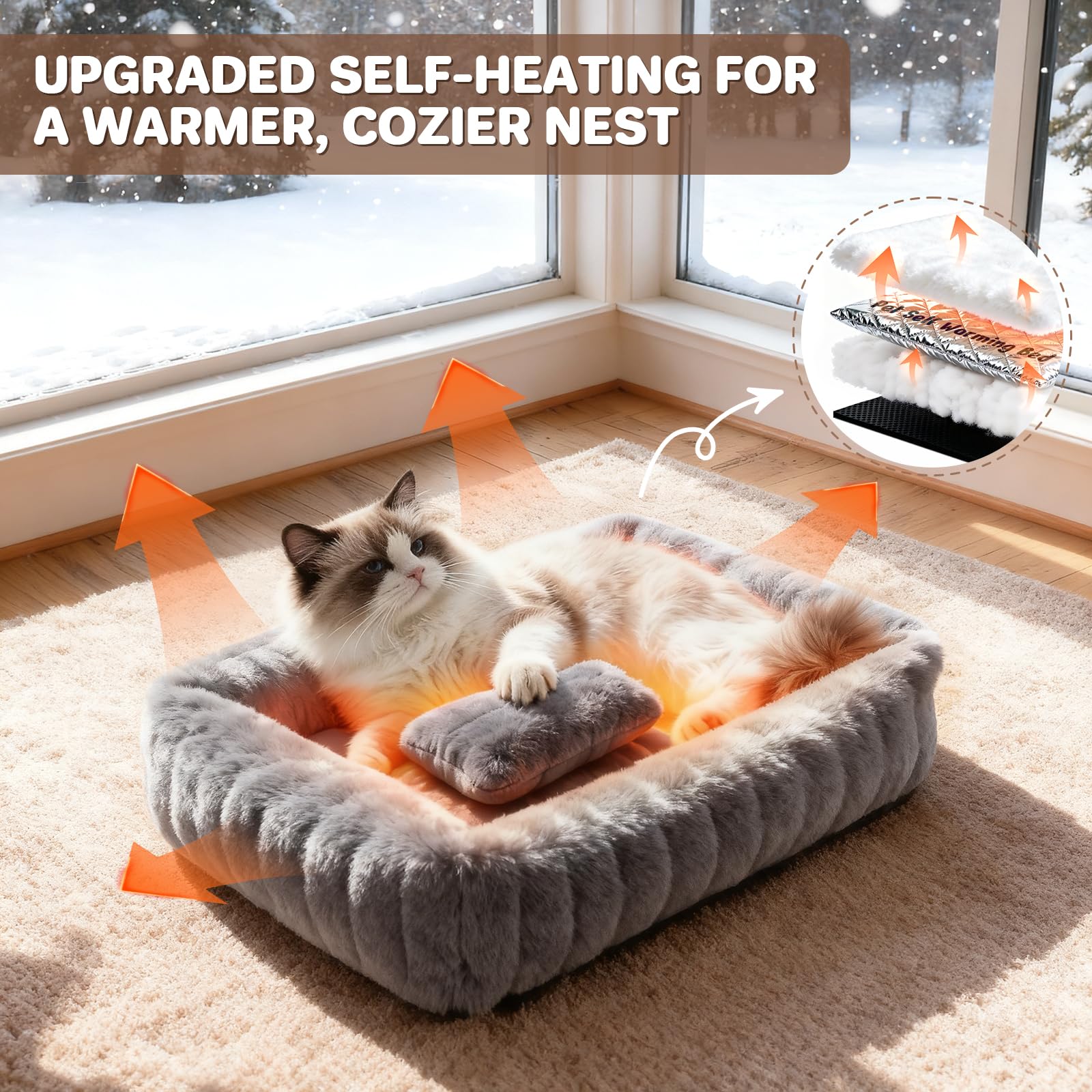 QOKO self-warming cat bed side nook emphasizes calming enclosed resting space
