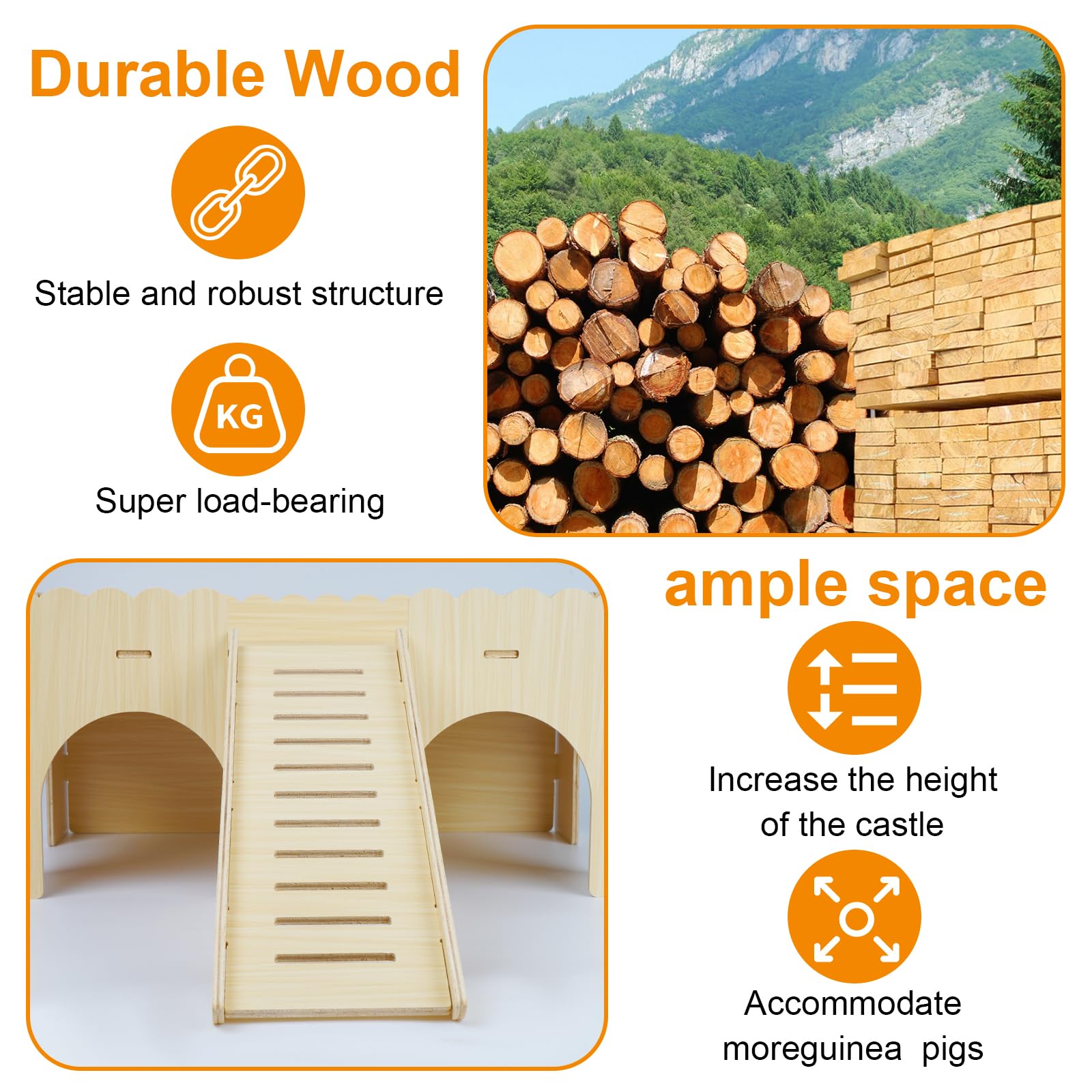 Qorviana guinea pig hideout durable wood provides long lasting support for small pets.