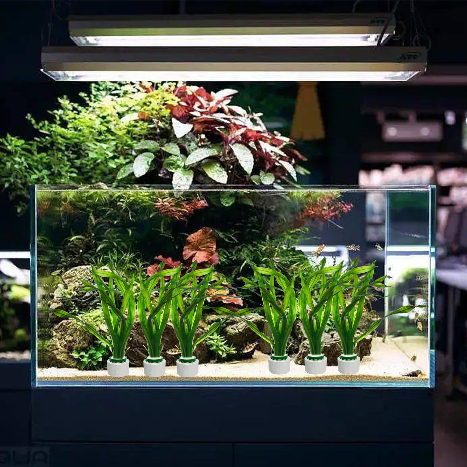 QoTang 12-pack includes rings, pots, and sponges for ongoing aquarium plant setup.