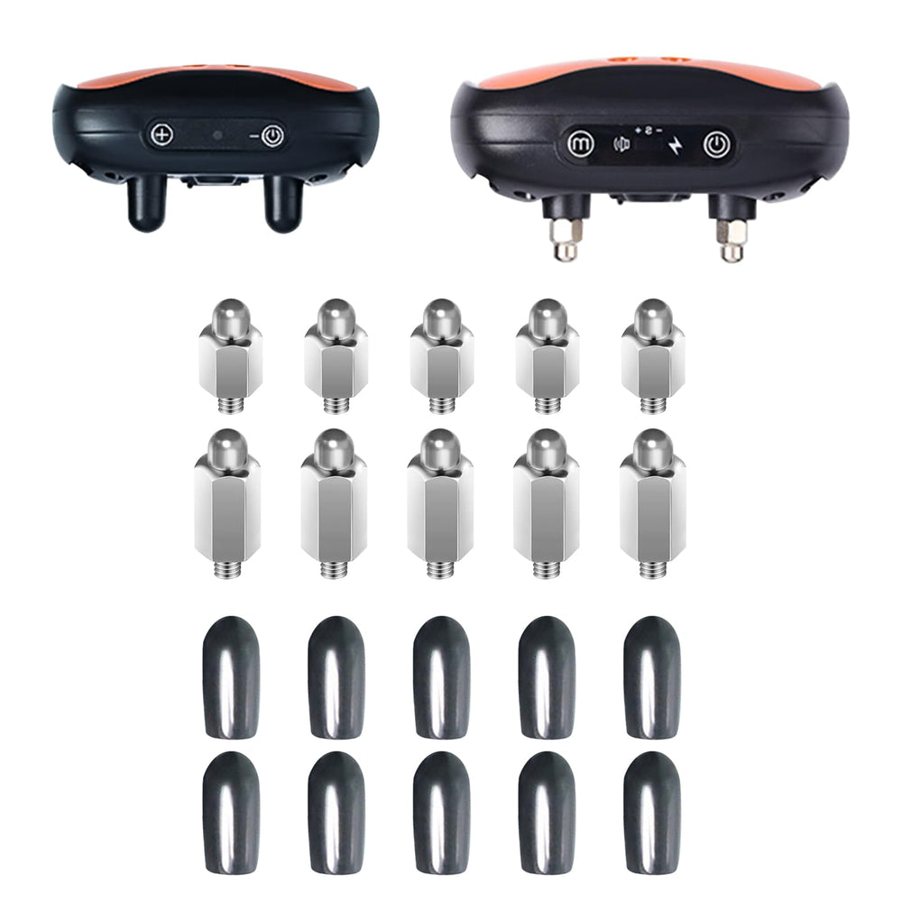 QoTang dog training collar prongs with rubber caps ensure gentle contact.