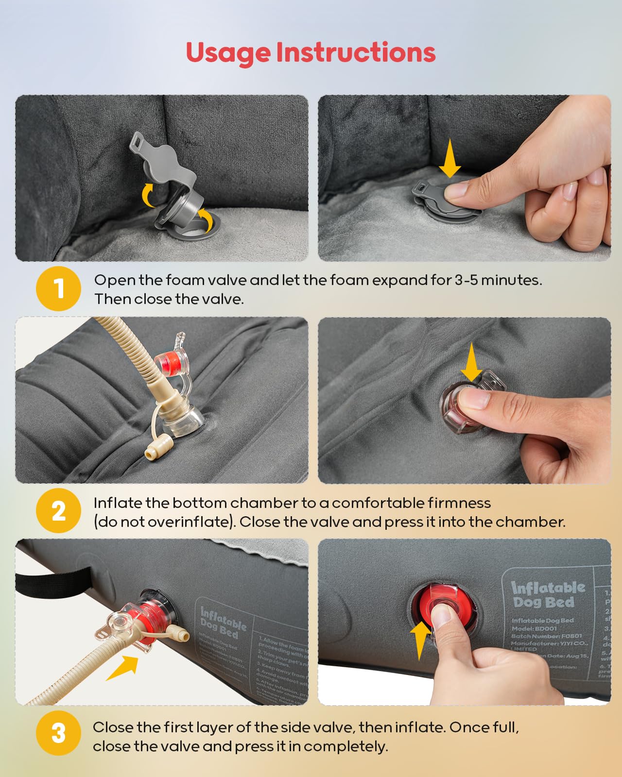 QPAU inflatable dog bed indoors and outdoors adapts to any resting spot