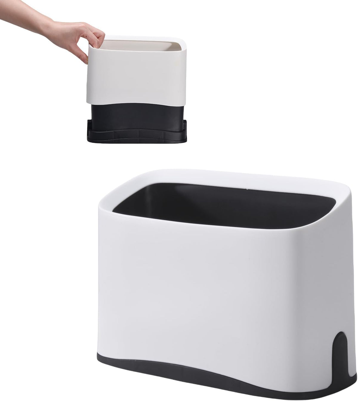 QPOIBSD scoop holder front view showing compact, space-saving design near litter box.