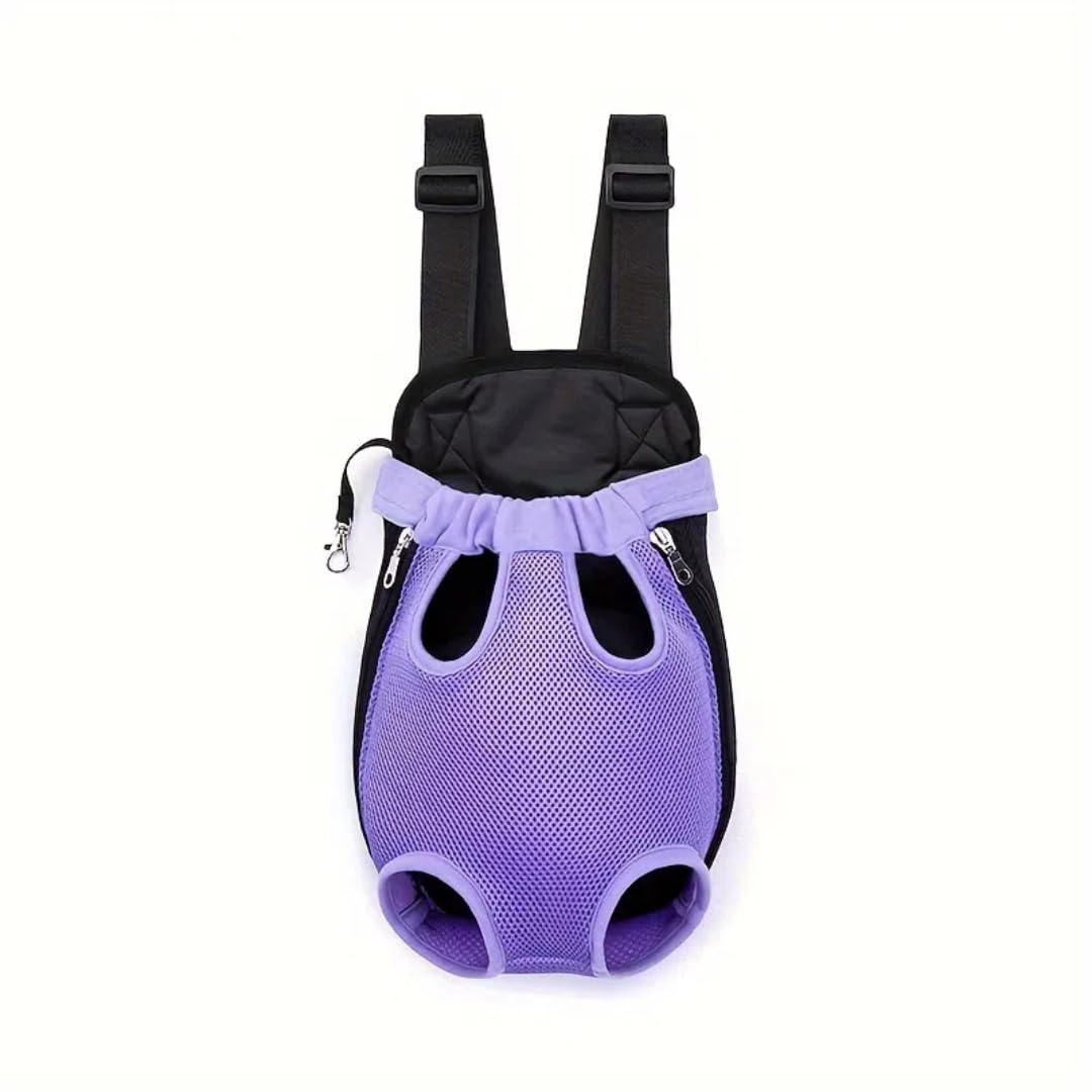 QQLe pet carrier backpack front view with breathable mesh for ventilation and visibility.