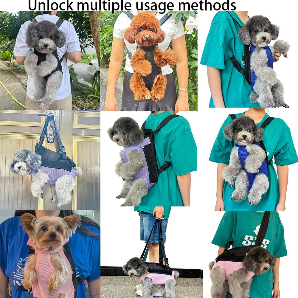 QQLe pet carrier backpack demonstrates front-top zipper entry for easy pet access.