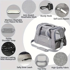 QQLe pet carrier folds flat for compact storage between uses.
