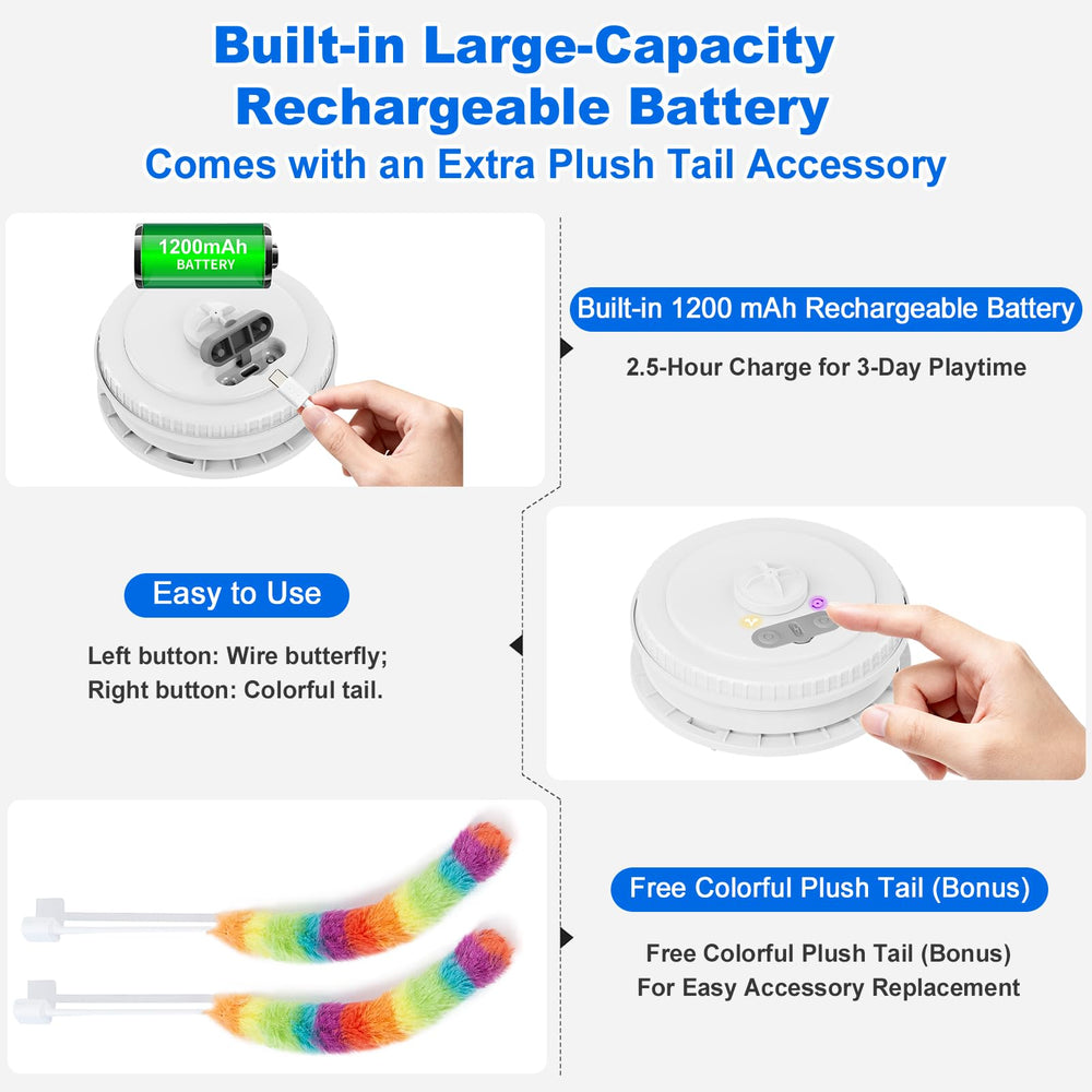Qraxond 1200mAh battery-powered device charges via USB for long indoor play sessions.