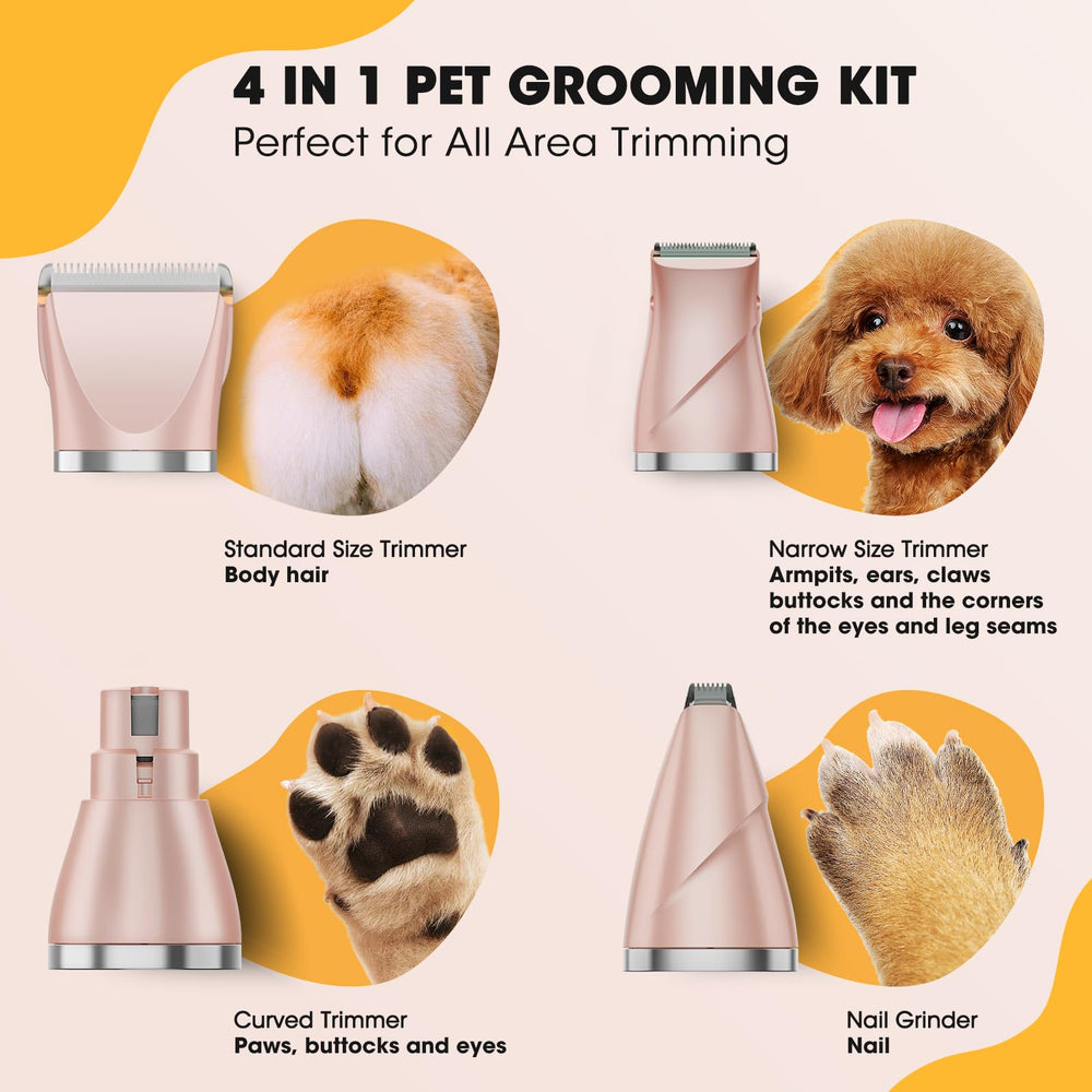 QREEYX Upgrade dog grooming kit two-speed-motor adapts for sensitive areas and tough coats.