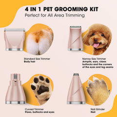 QREEYX Upgrade dog grooming kit two-speed-motor adapts for sensitive areas and tough coats.