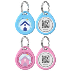 QRTAGLAB two-pack dog tags in blue and pink durable for active pets.