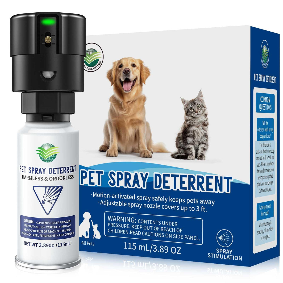 QSKUDP Cat Spray System on a table to deter pets from furniture for a calmer room.