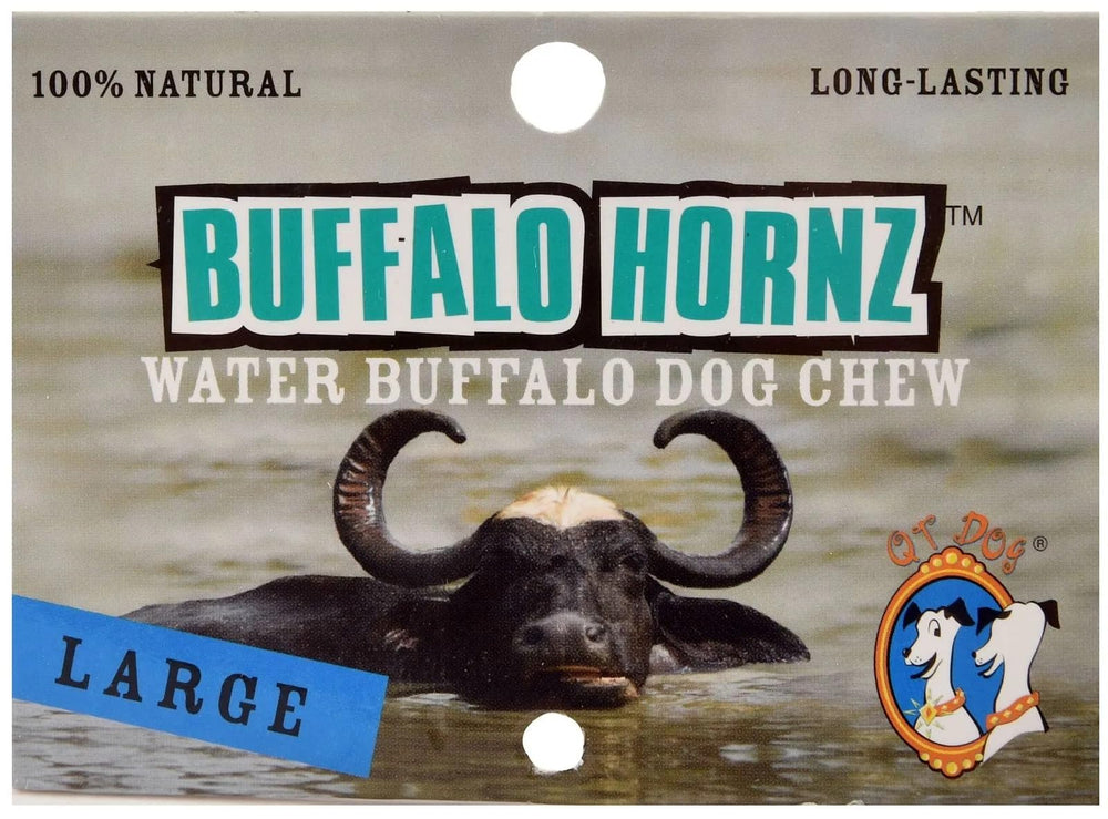 QT Dog Buffalo Hornz natural horn chew provides calcium and phosphorus for healthy teeth